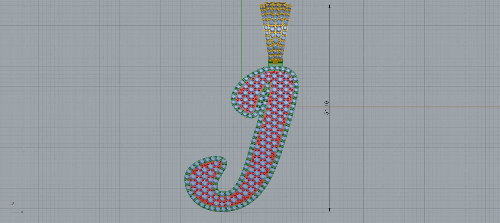 PAVE SETTING LETTER J 3D print model_7