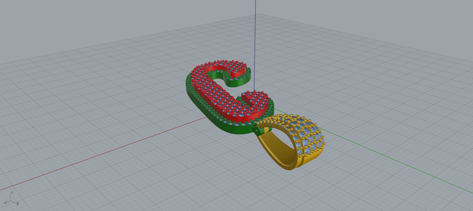 PAVE SETTING LETTER J 3D print model_4