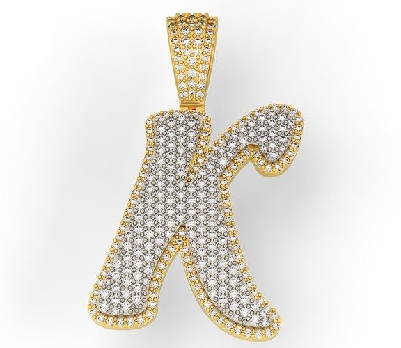 PAVE SETTING LETTER K 3D print model