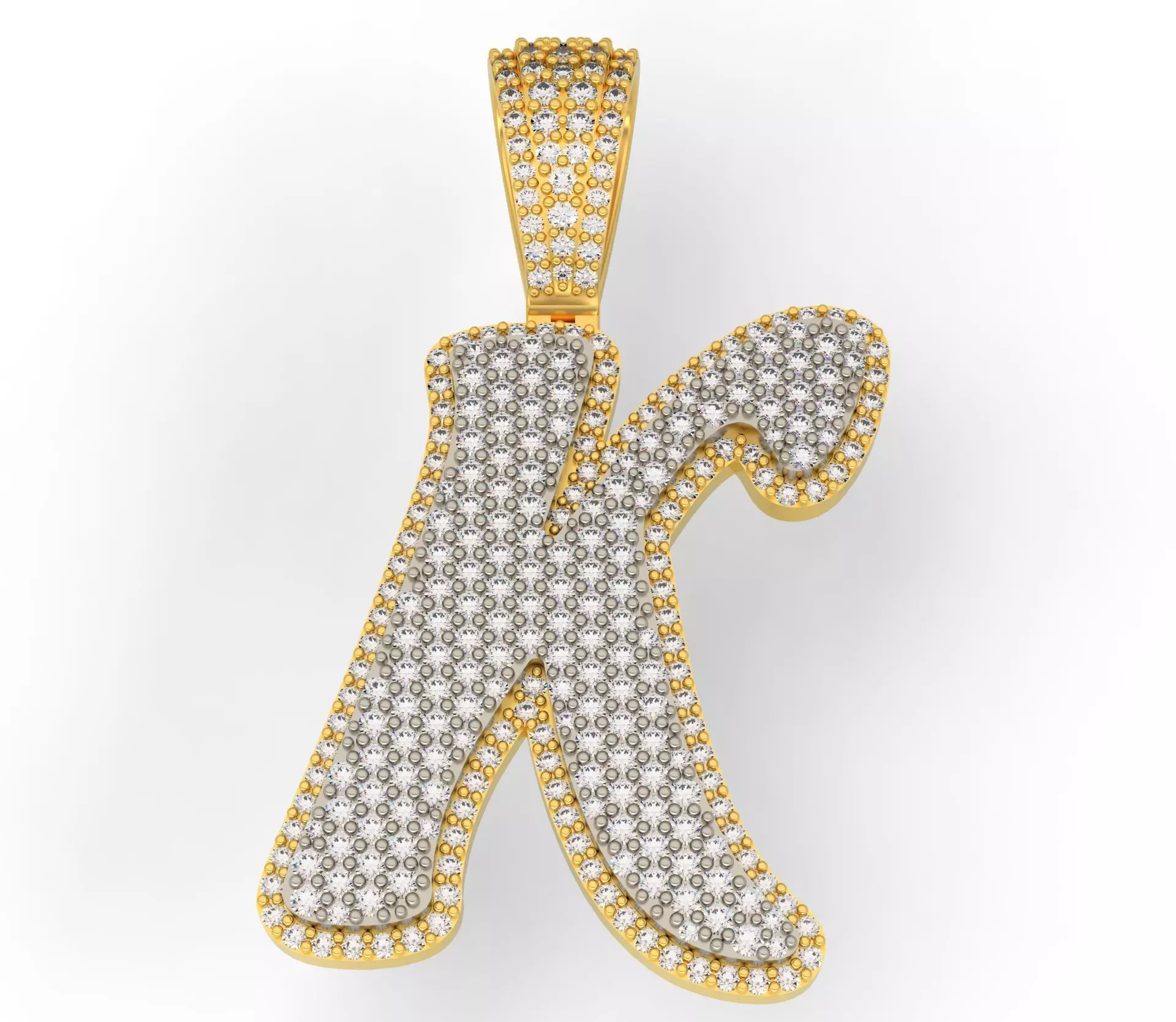 PAVE SETTING LETTER K 3D print model_0