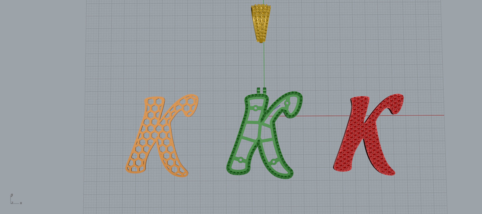 PAVE SETTING LETTER K 3D print model_9