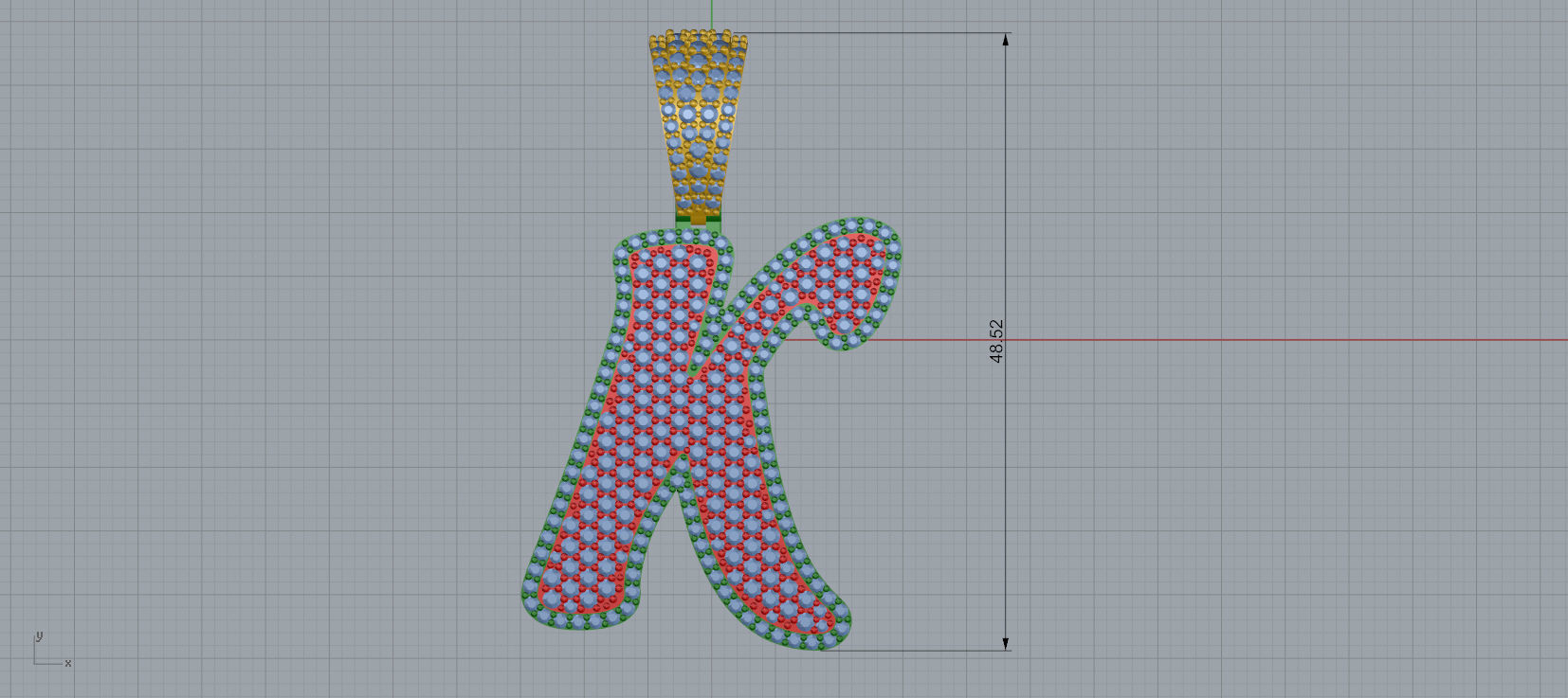 PAVE SETTING LETTER K 3D print model_7