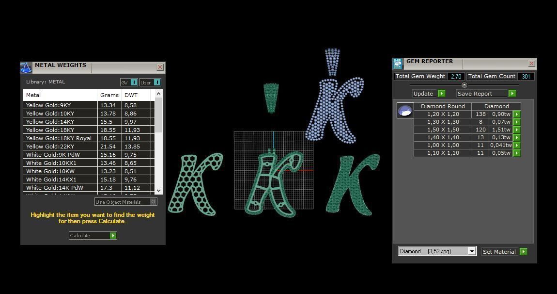 PAVE SETTING LETTER K 3D print model_11