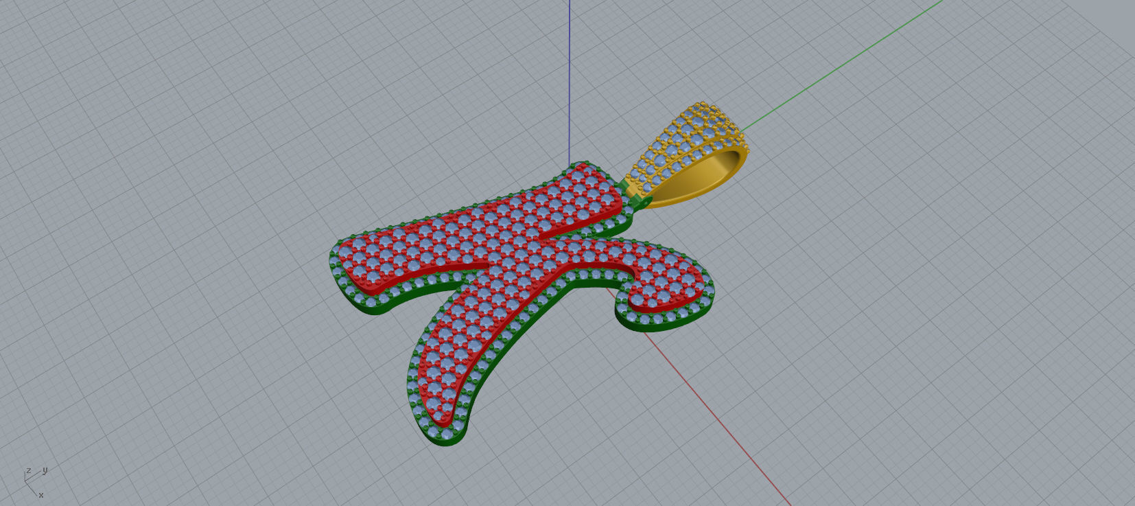 PAVE SETTING LETTER K 3D print model_2