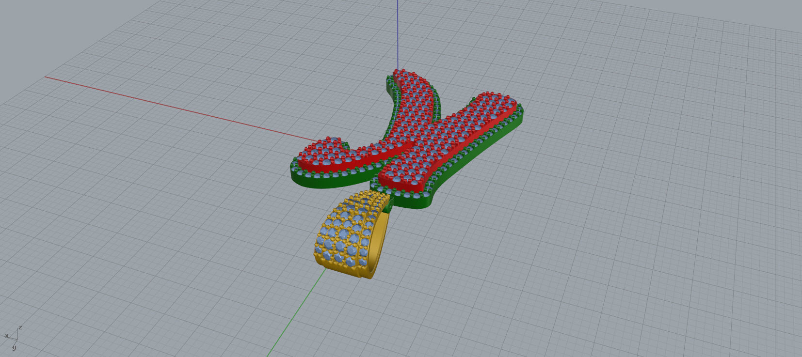 PAVE SETTING LETTER K 3D print model_4