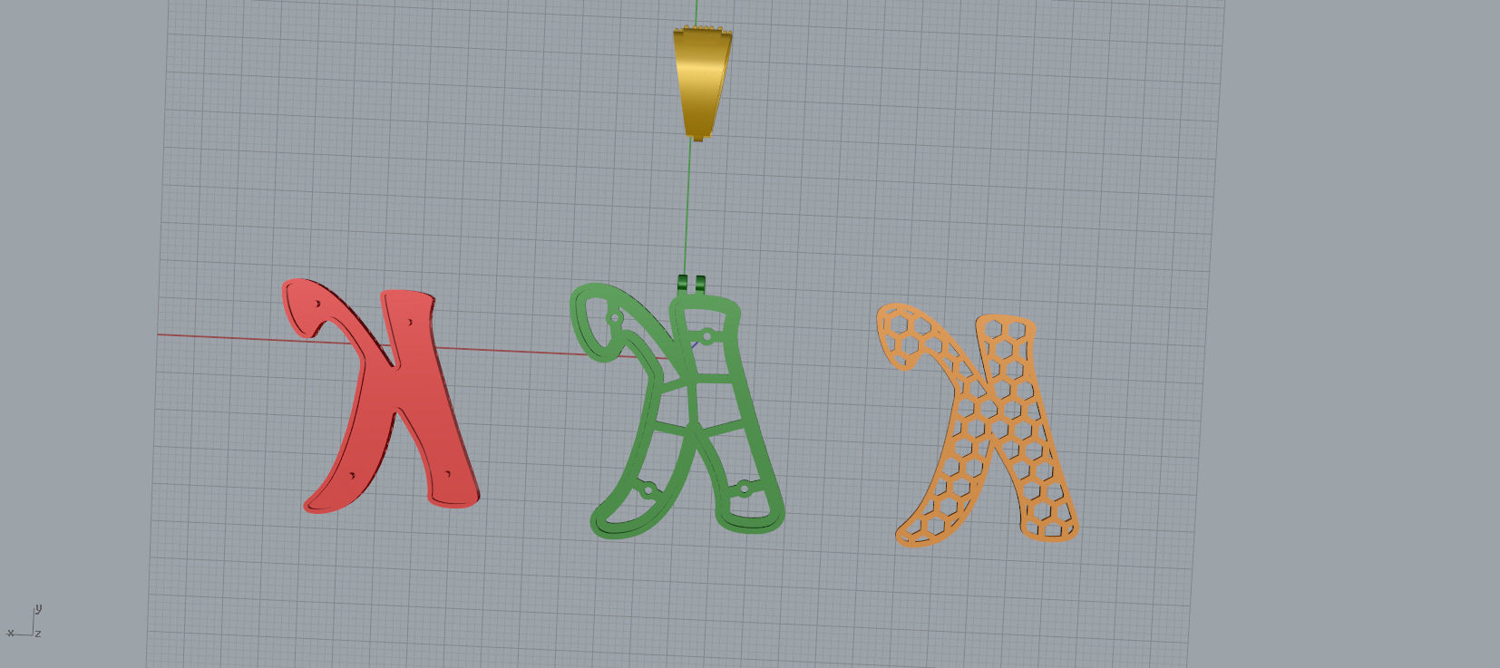 PAVE SETTING LETTER K 3D print model_5