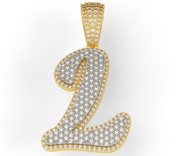 PAVE SETTING LETTER L 3D print model