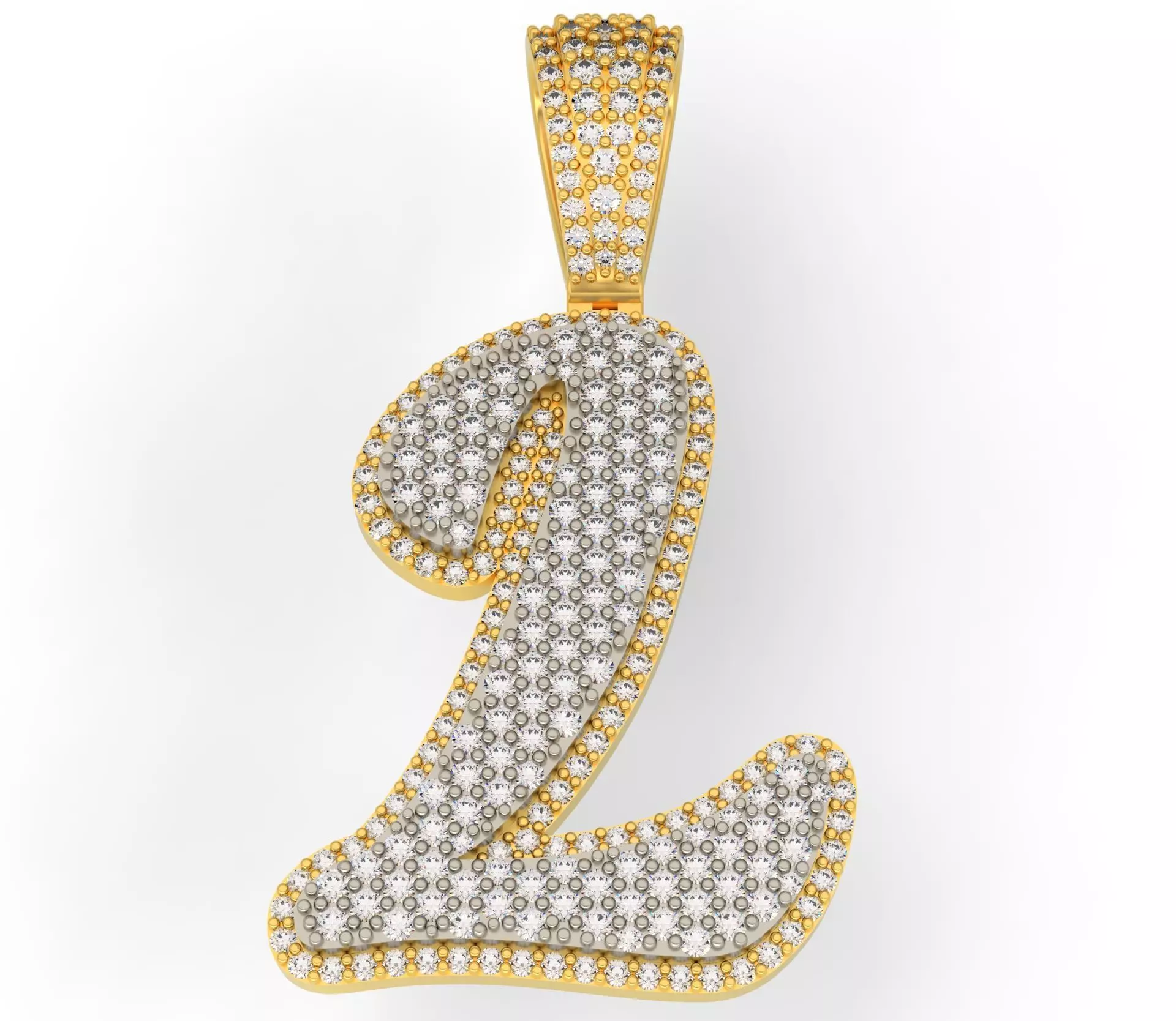 PAVE SETTING LETTER L 3D print model