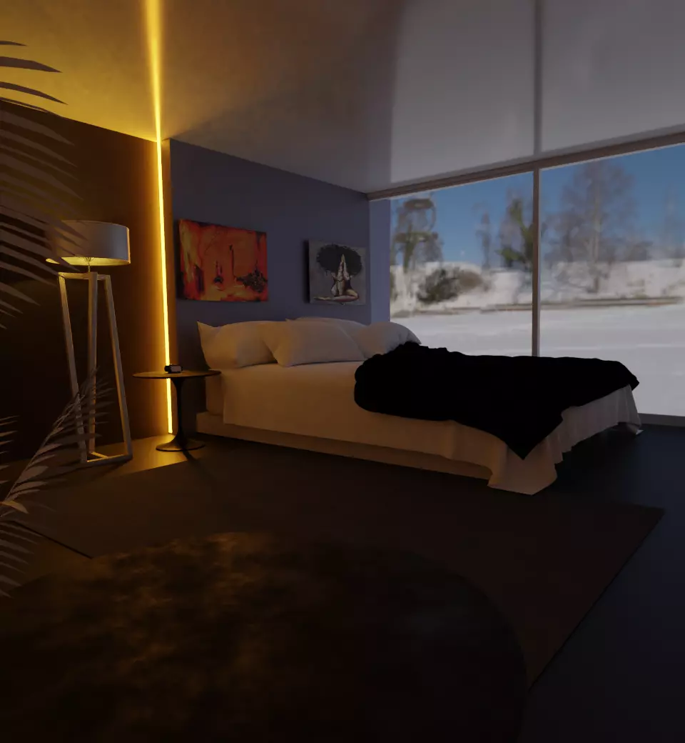 Bedroom with snow 3D model_0