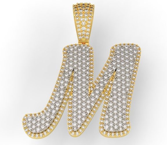 PAVE SETTING LETTER M 3D print model