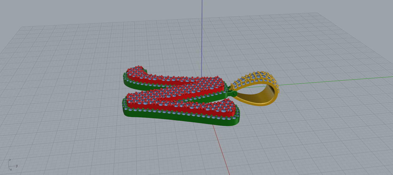 PAVE SETTING LETTER N  3D print model_6