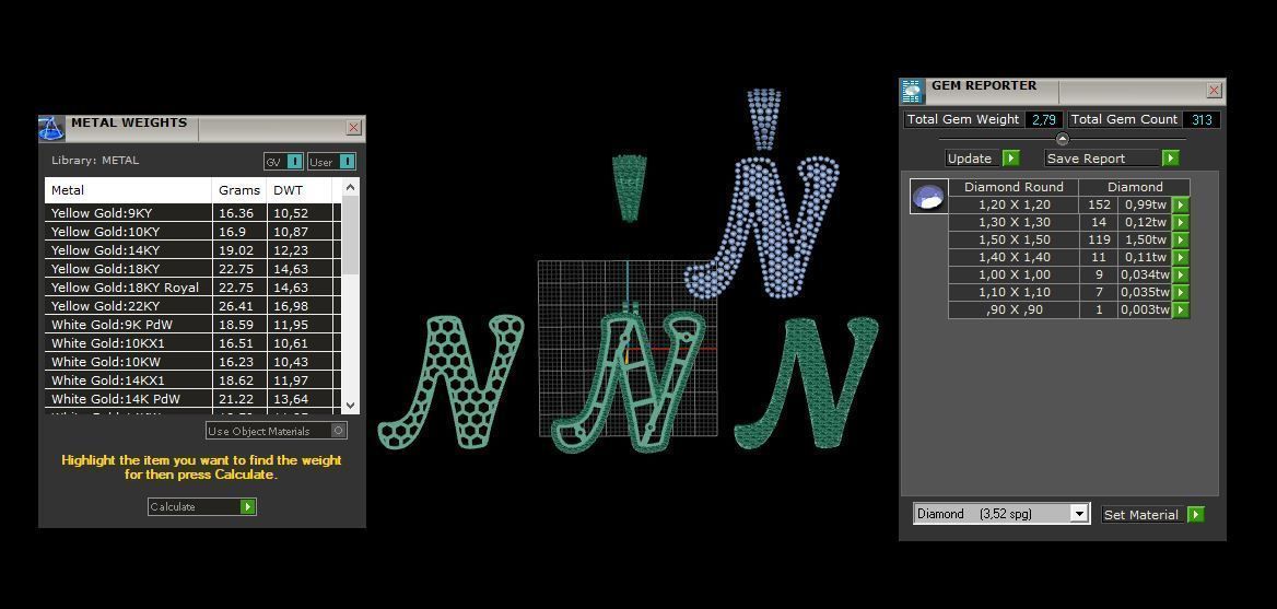 PAVE SETTING LETTER N  3D print model_10