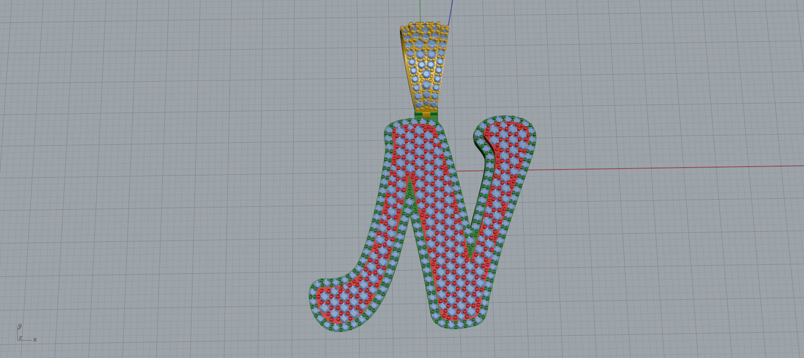 PAVE SETTING LETTER N  3D print model_1