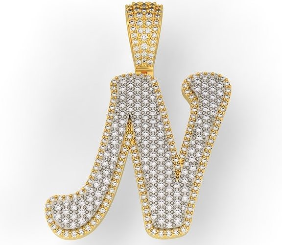 PAVE SETTING LETTER N  3D print model