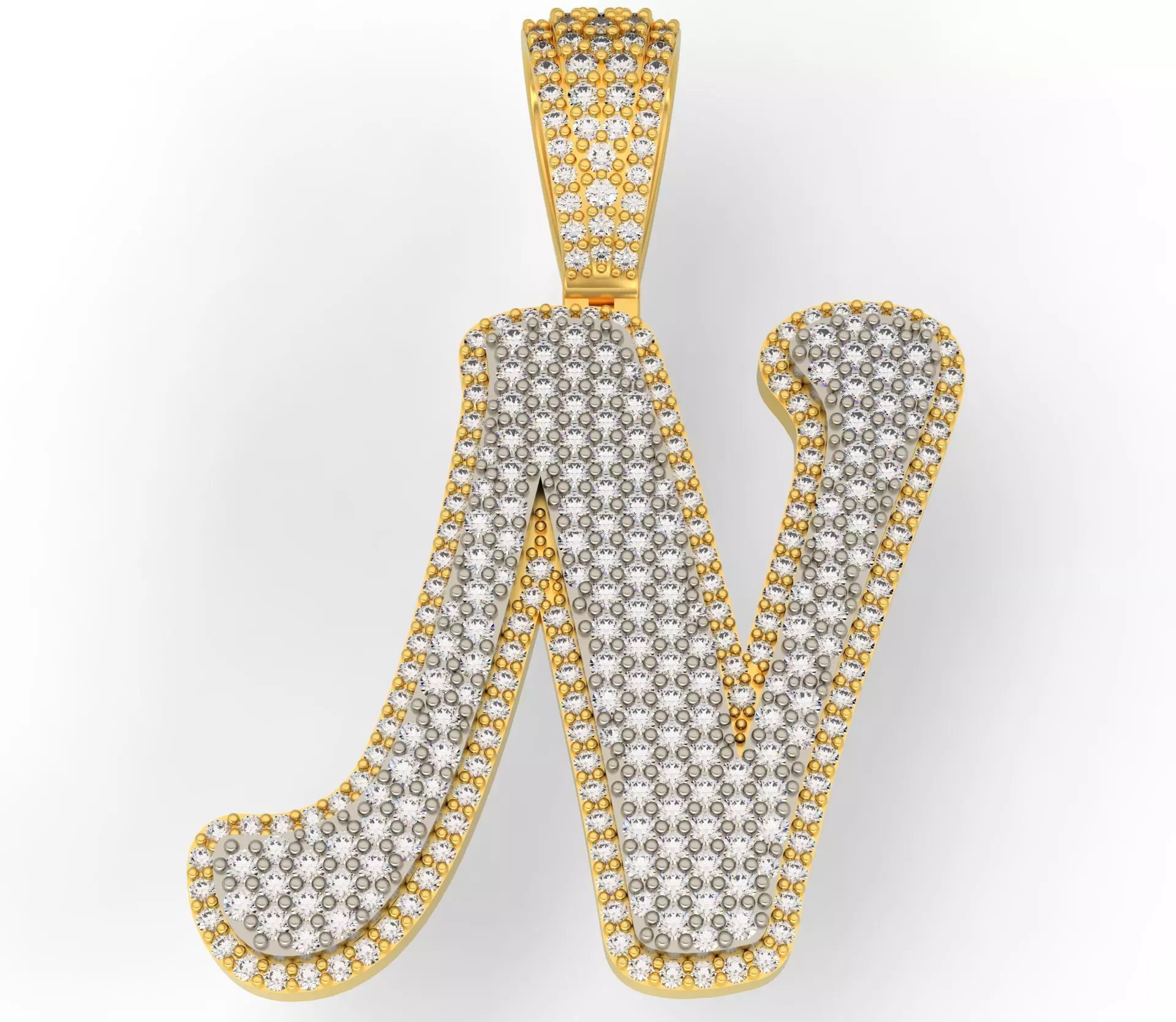 PAVE SETTING LETTER N  3D print model_0