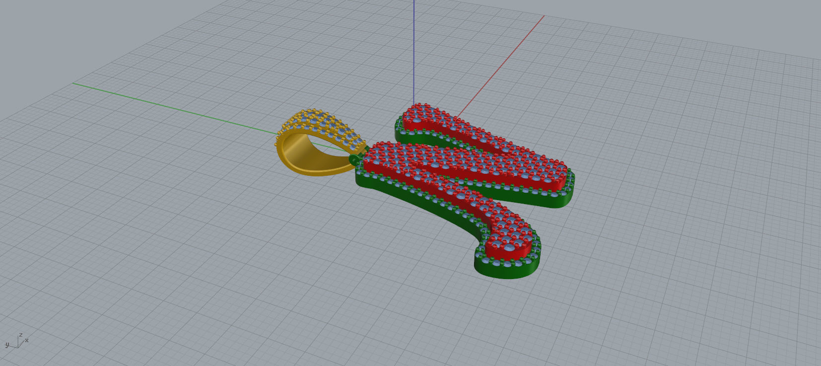 PAVE SETTING LETTER N  3D print model_2