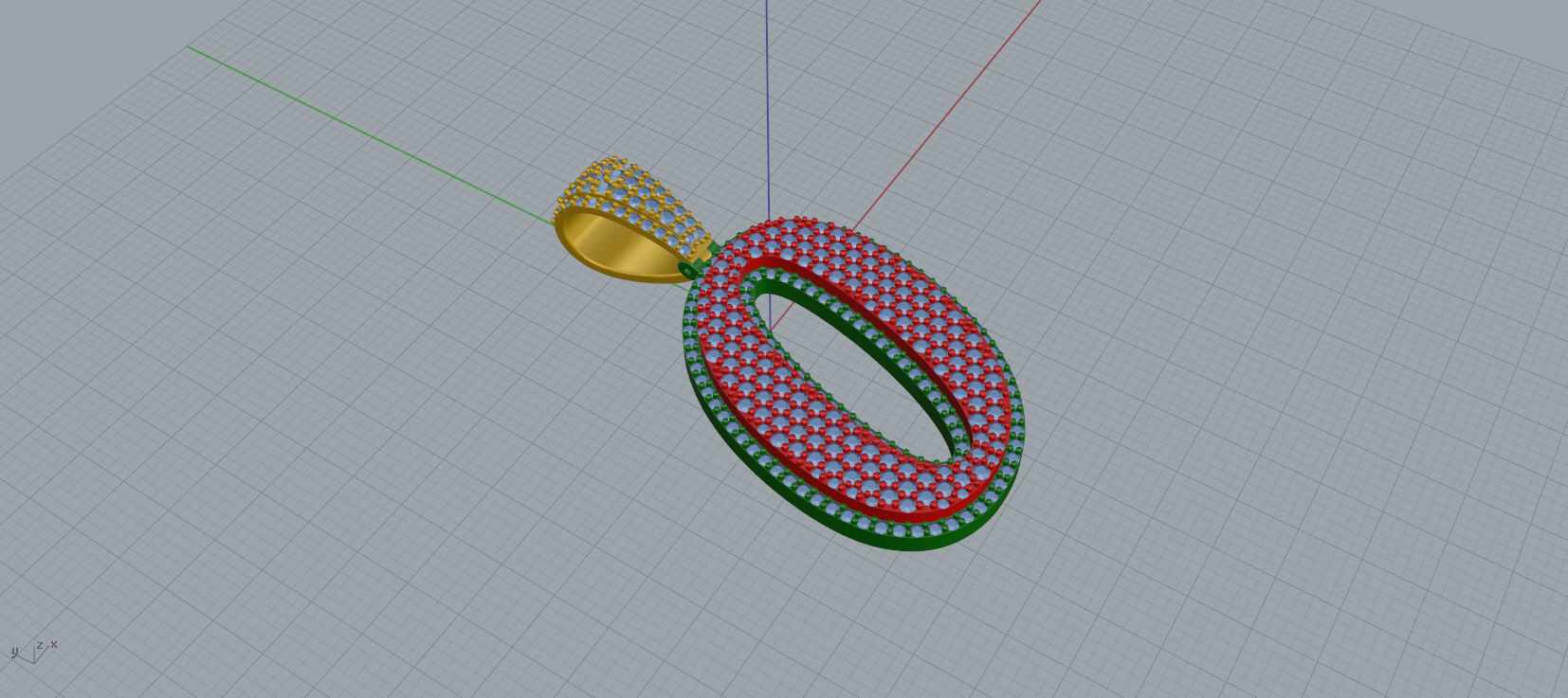 PAVE SETTING LETTER O 3D print model_2