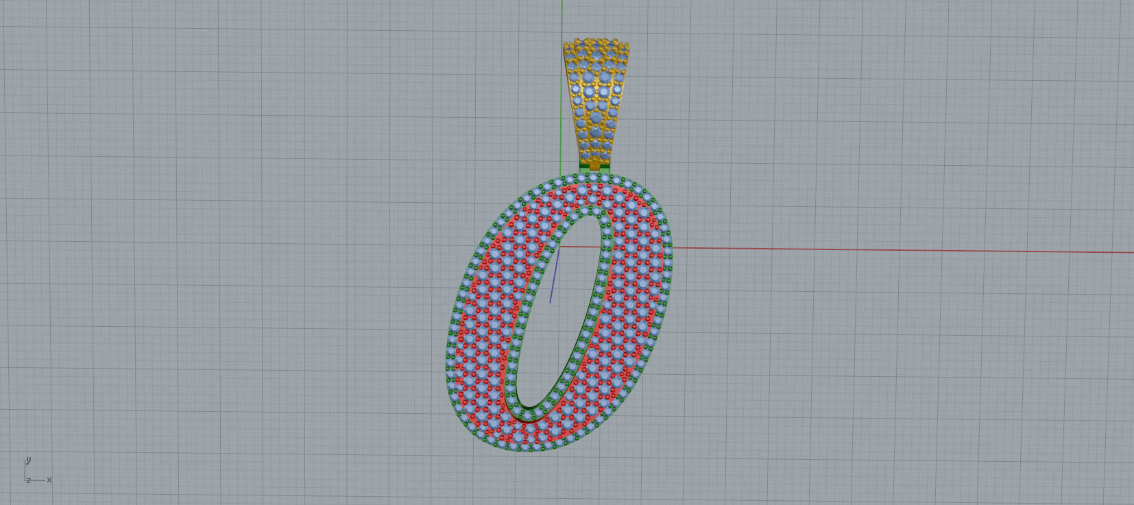 PAVE SETTING LETTER O 3D print model_1