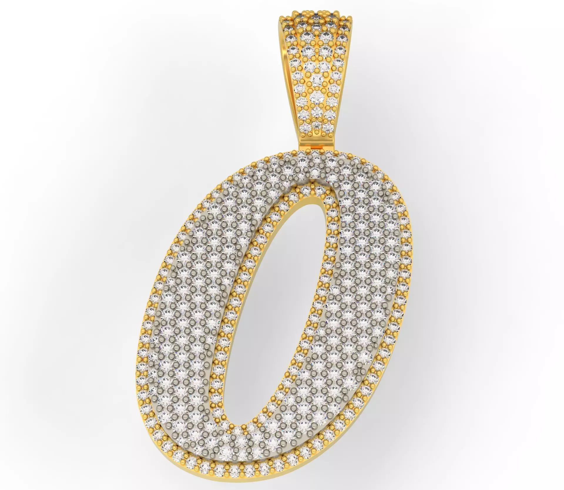 PAVE SETTING LETTER O 3D print model_0