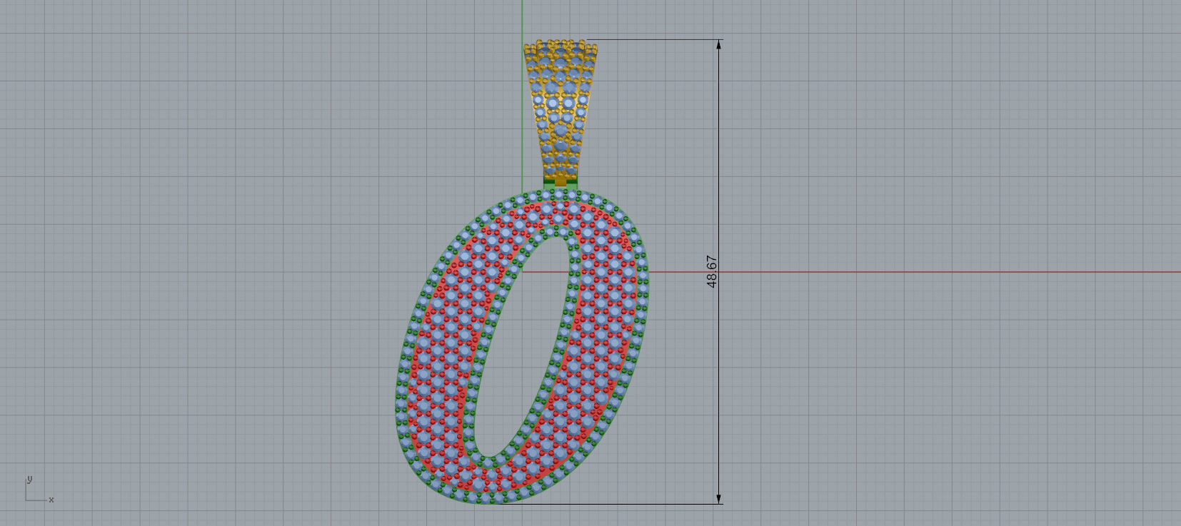 PAVE SETTING LETTER O 3D print model_7