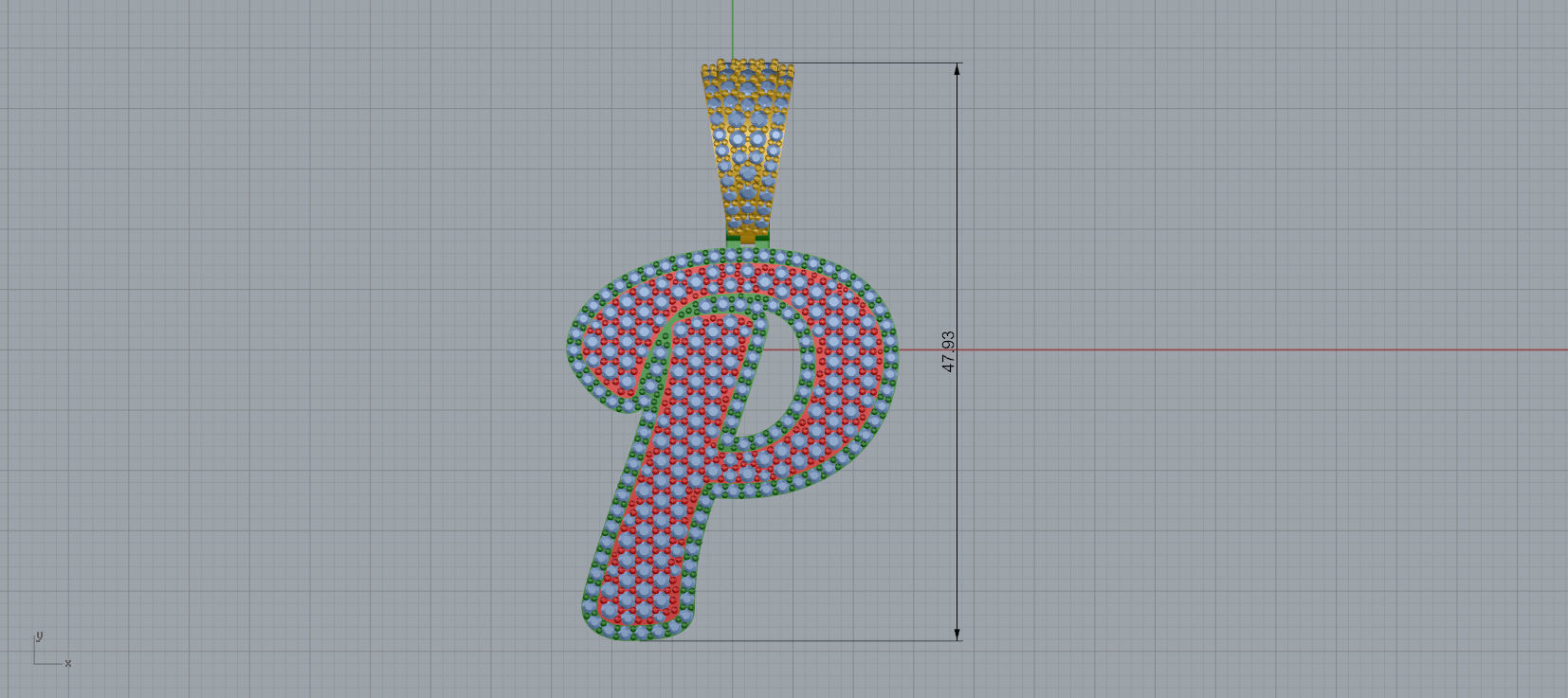 PAVE SETTING LETTER P 3D print model_7