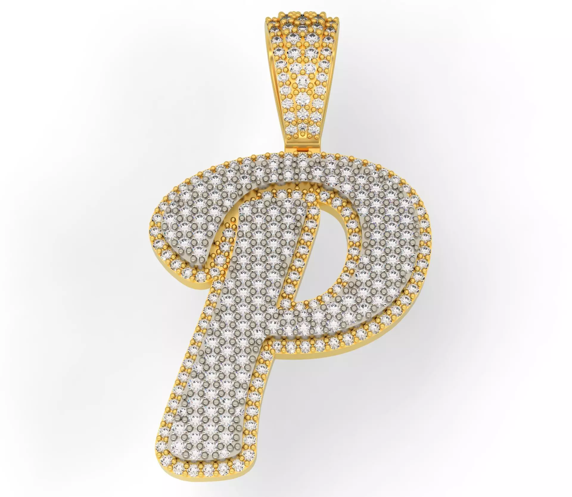 PAVE SETTING LETTER P 3D print model_0