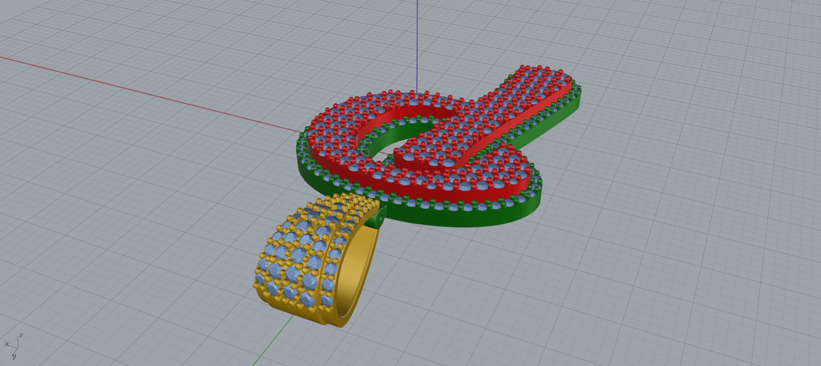 PAVE SETTING LETTER P 3D print model_4