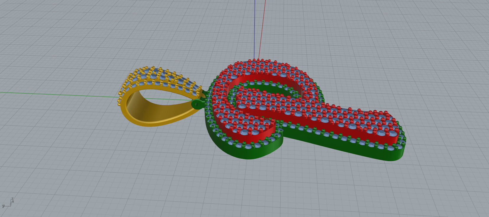 PAVE SETTING LETTER P 3D print model_6