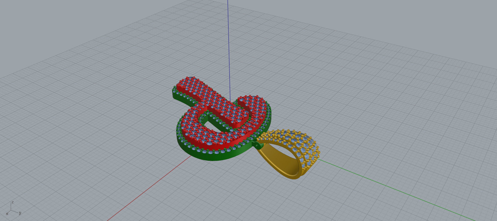 PAVE SETTING LETTER P 3D print model_3