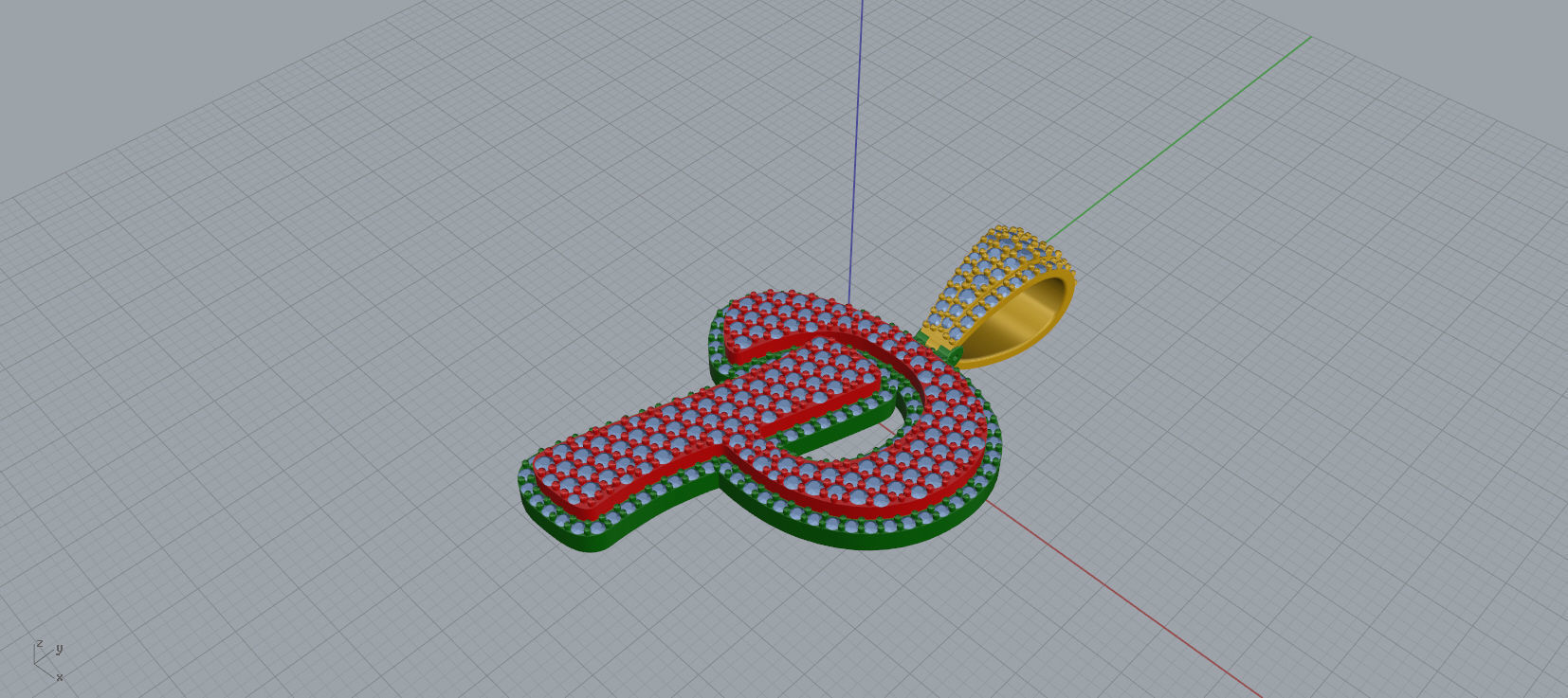 PAVE SETTING LETTER P 3D print model_2