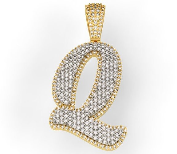 PAVE SETTING LETTER Q 3D print model