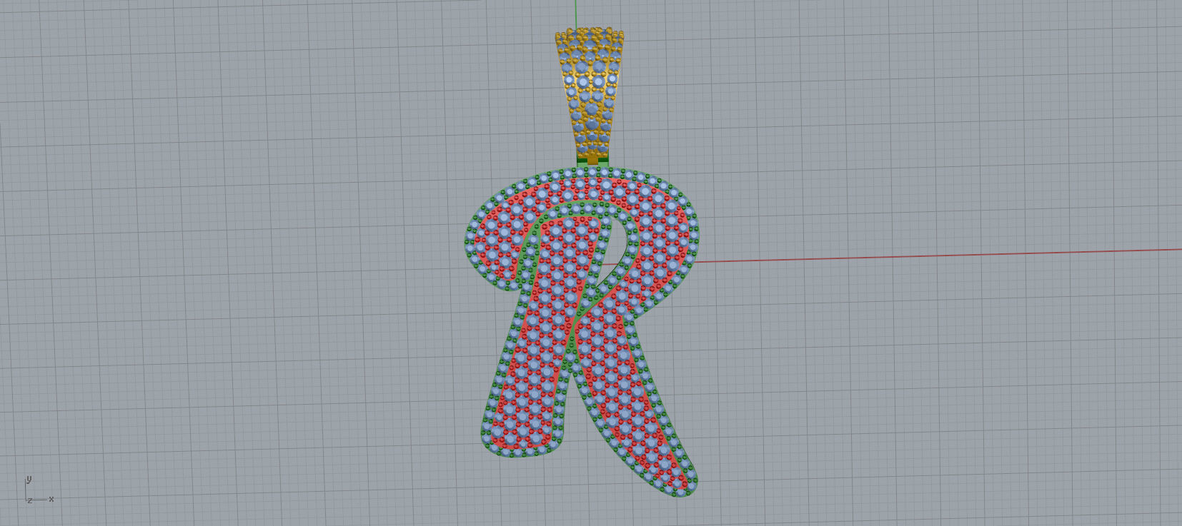 PAVE SETTING LETTER R 3D print model_1