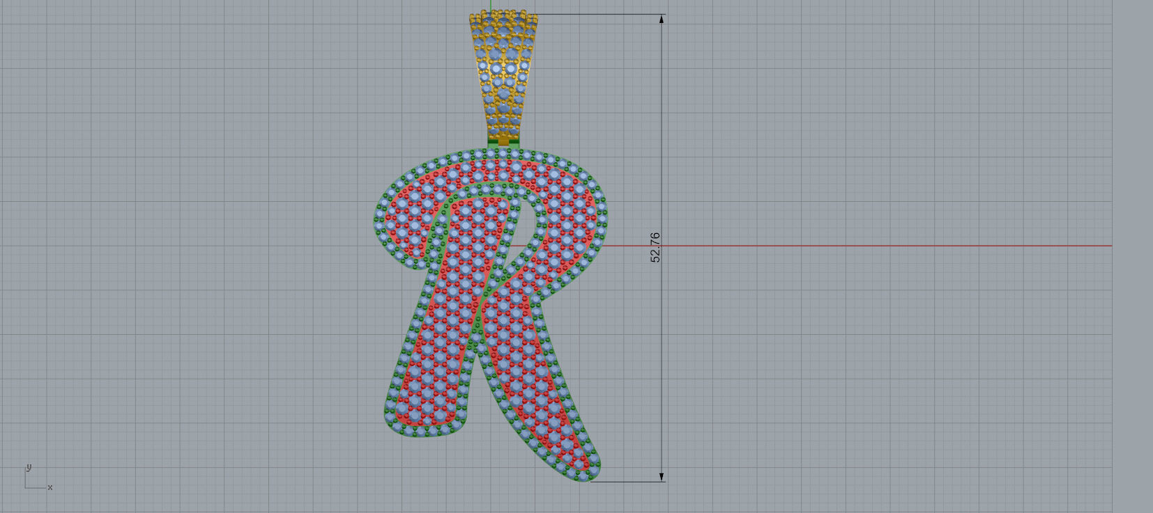 PAVE SETTING LETTER R 3D print model_8