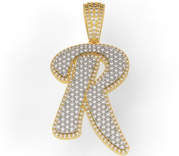 PAVE SETTING LETTER R 3D print model