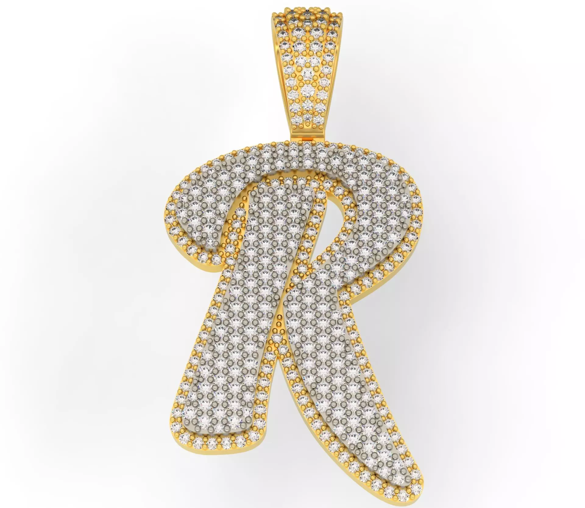 PAVE SETTING LETTER R 3D print model_0