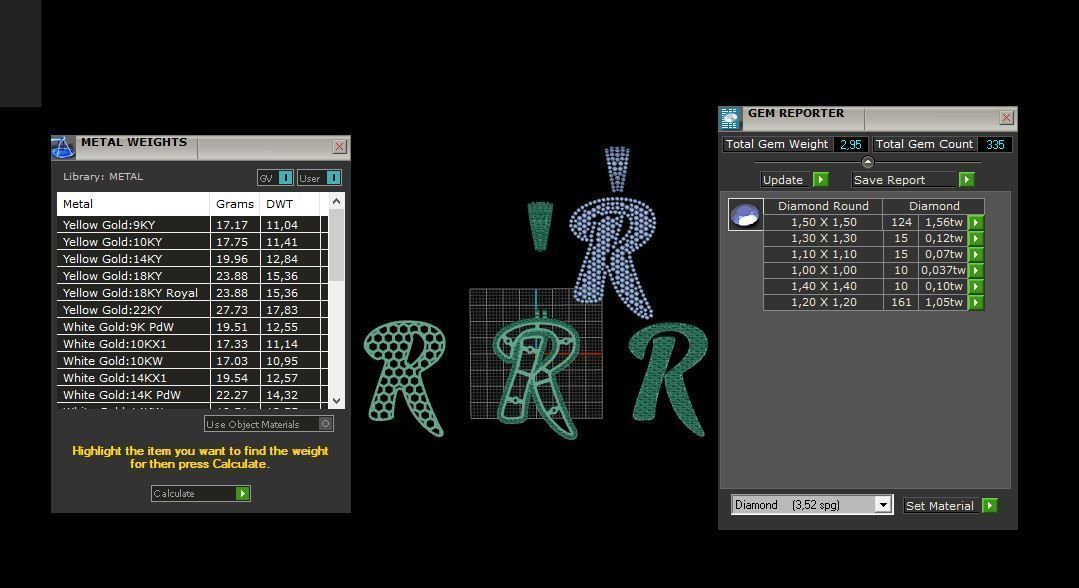 PAVE SETTING LETTER R 3D print model_3