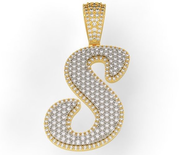 PAVE SETTING LETTER S 3D print model