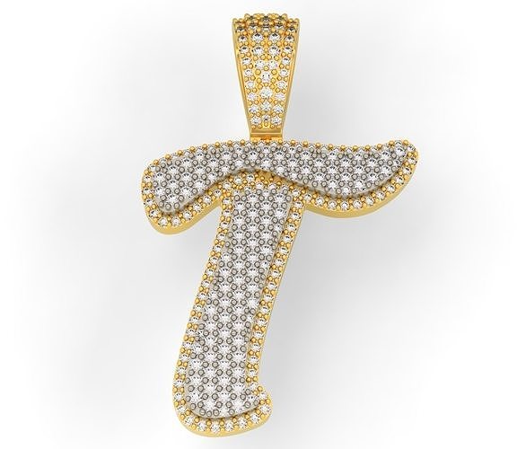 PAVE SETTING LETTER T 3D print model