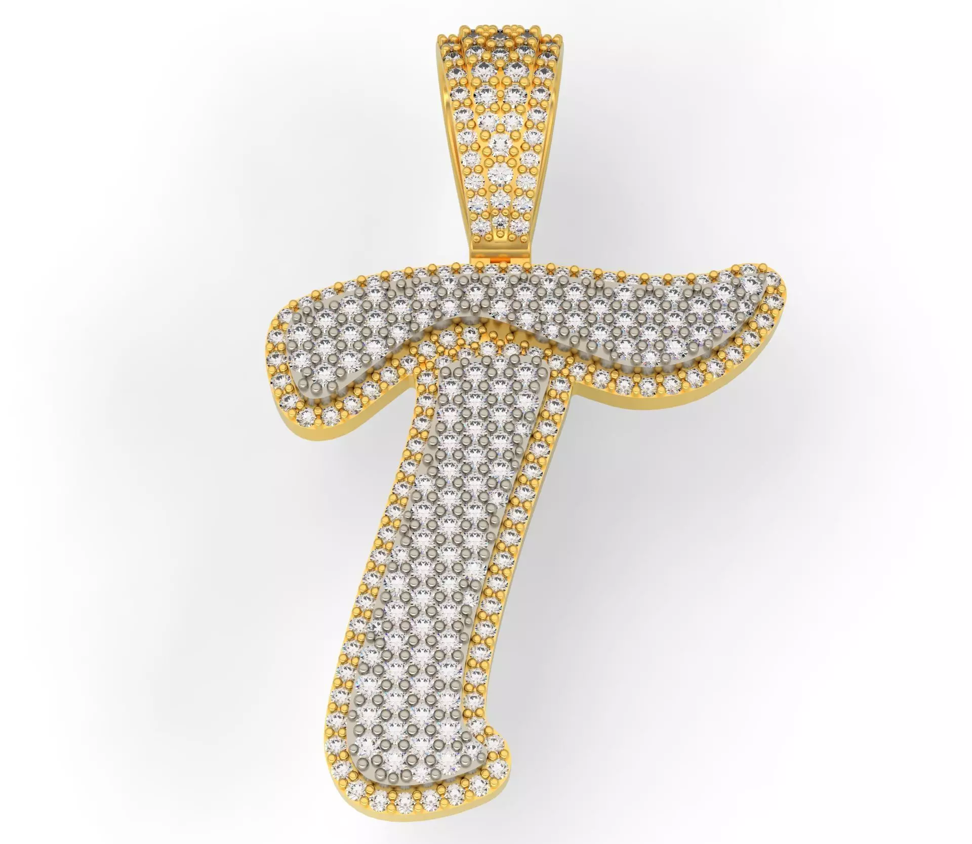 PAVE SETTING LETTER T 3D print model_0