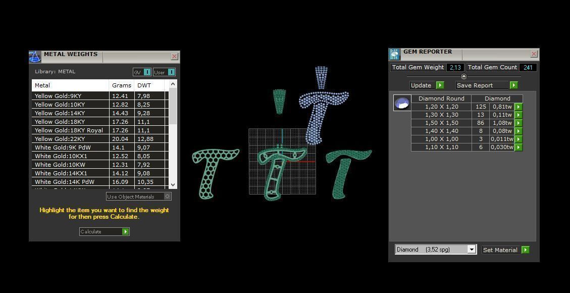 PAVE SETTING LETTER T 3D print model_3