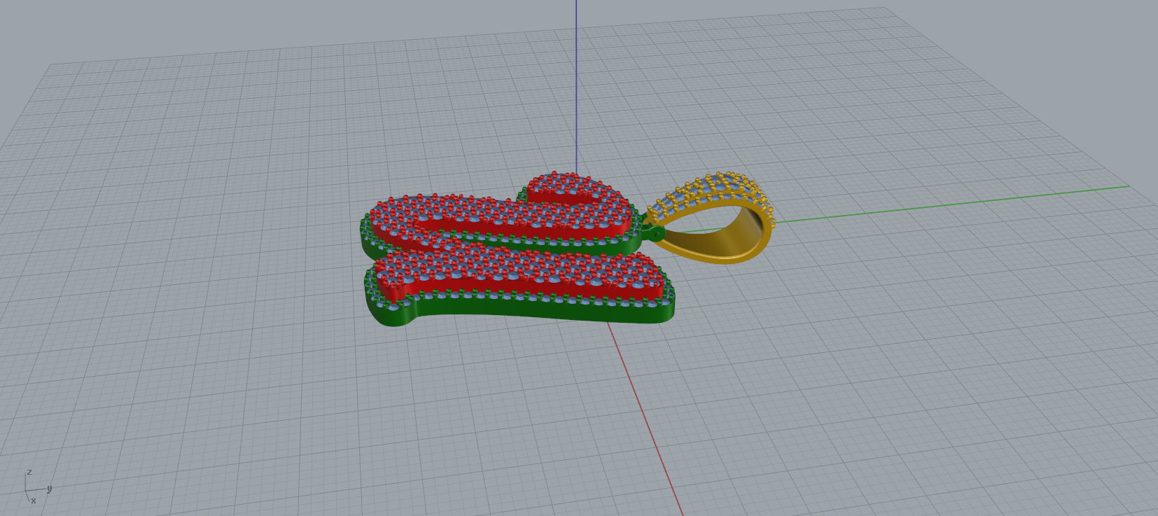 PAVE SETTING LETTER U 3D print model_7