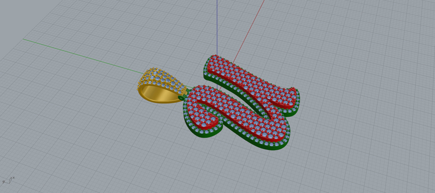 PAVE SETTING LETTER U 3D print model_4