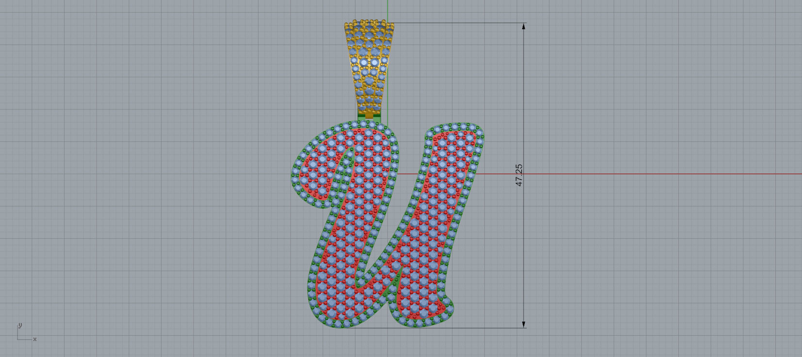 PAVE SETTING LETTER U 3D print model_8