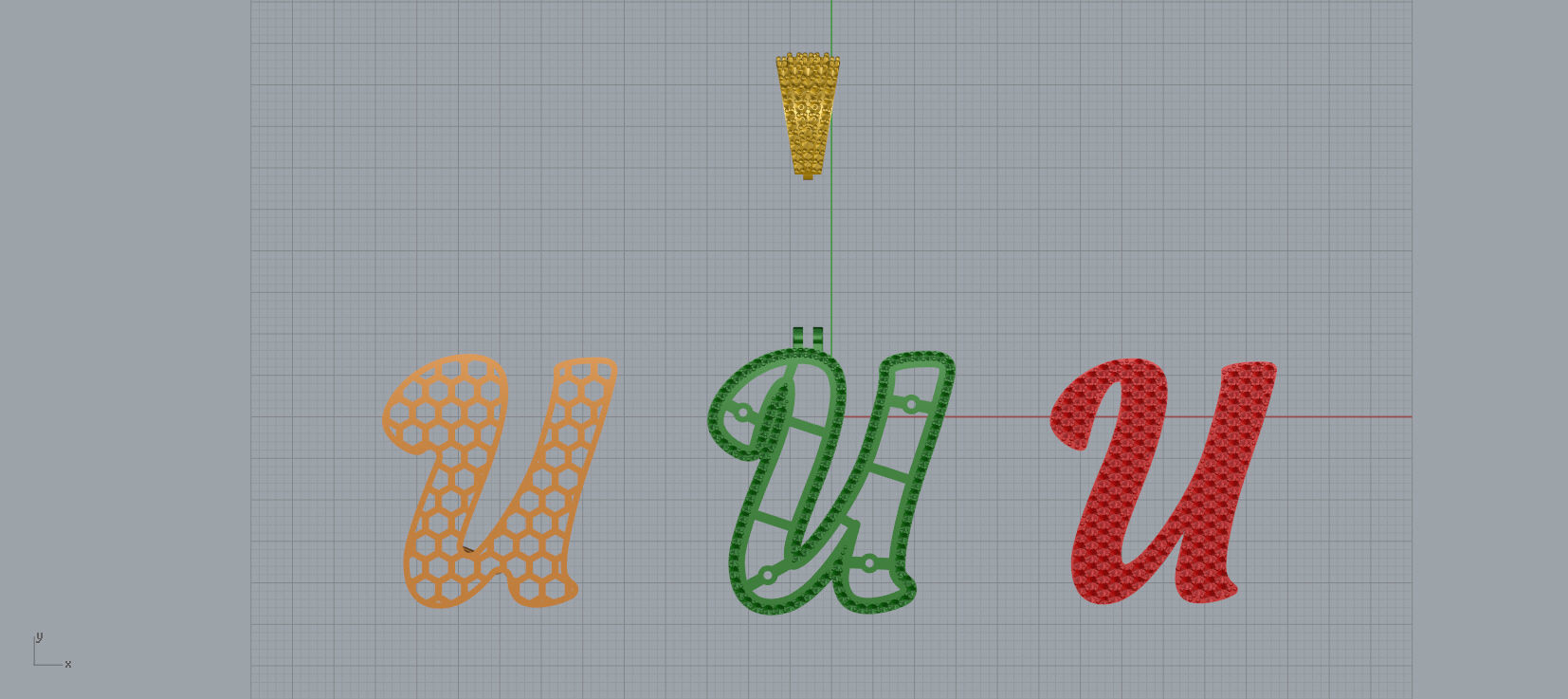 PAVE SETTING LETTER U 3D print model_10