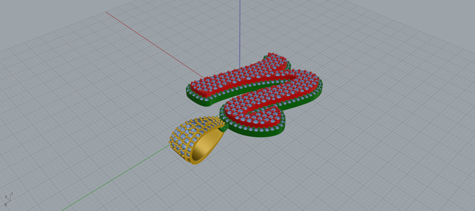 PAVE SETTING LETTER U 3D print model_5