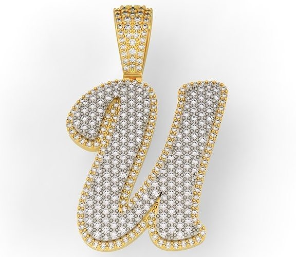 PAVE SETTING LETTER U 3D print model