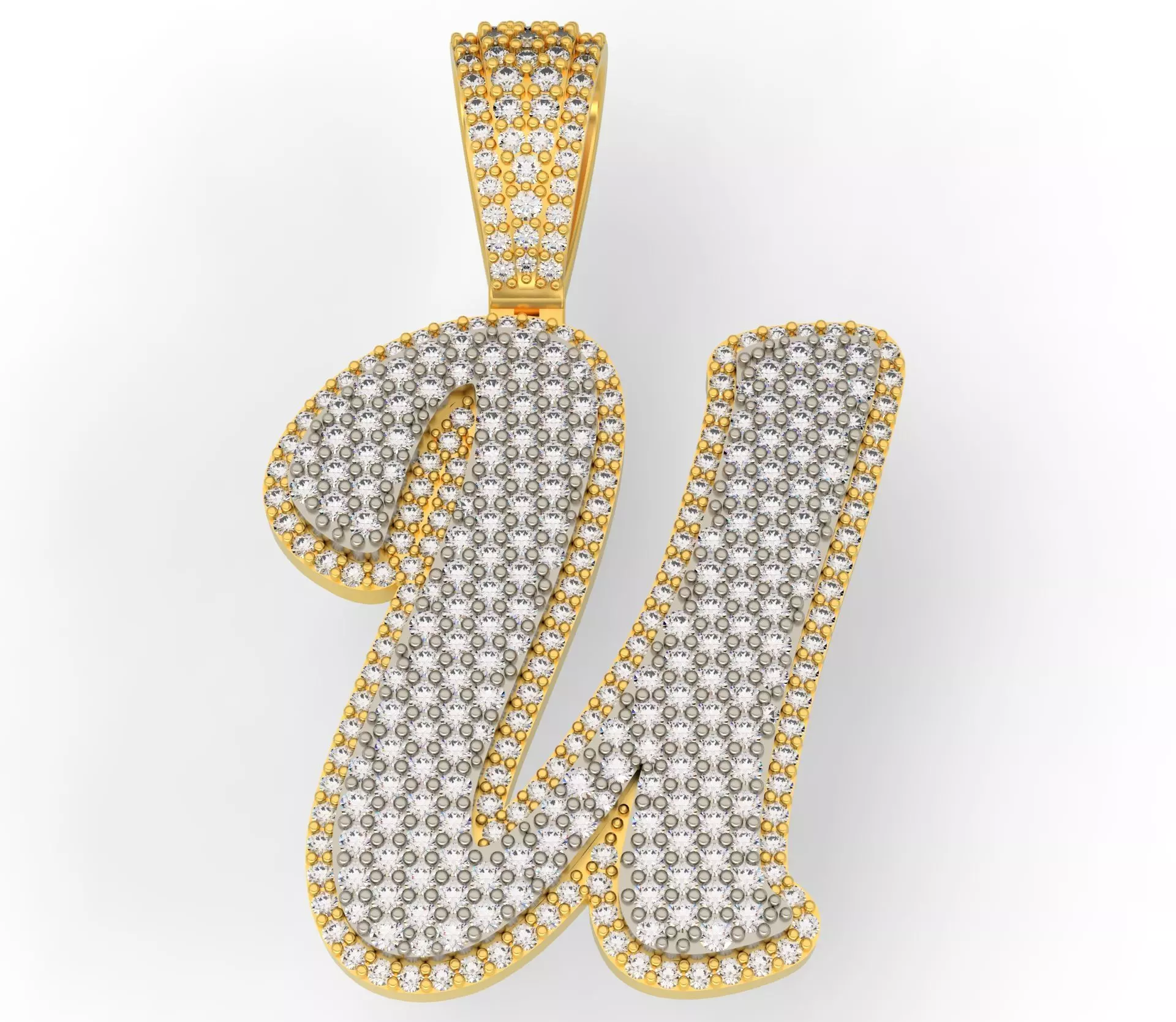 PAVE SETTING LETTER U 3D print model_0