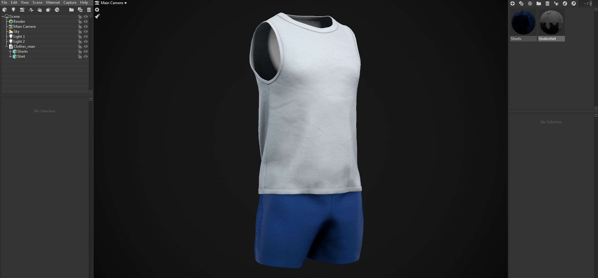 Shirt and shorts Low-poly 3D model_16