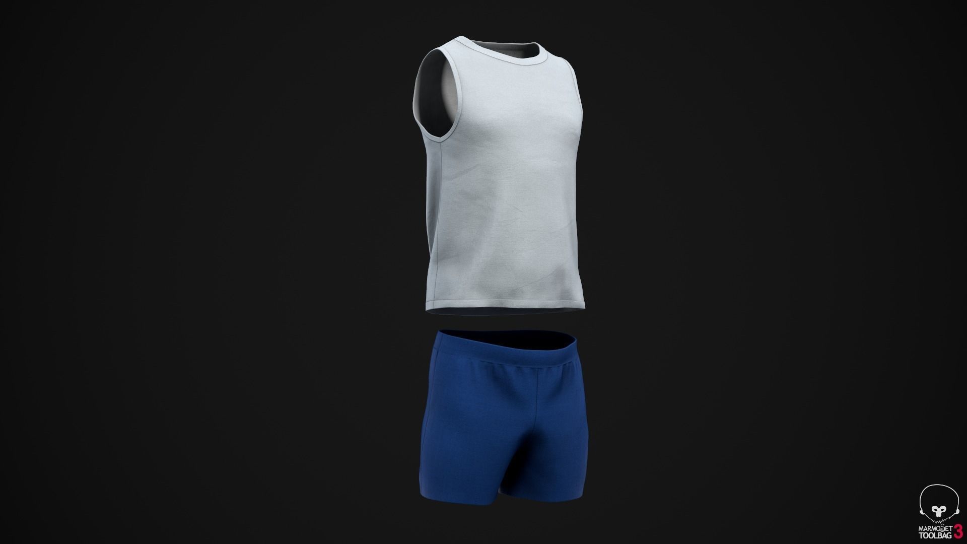 Shirt and shorts Low-poly 3D model_1