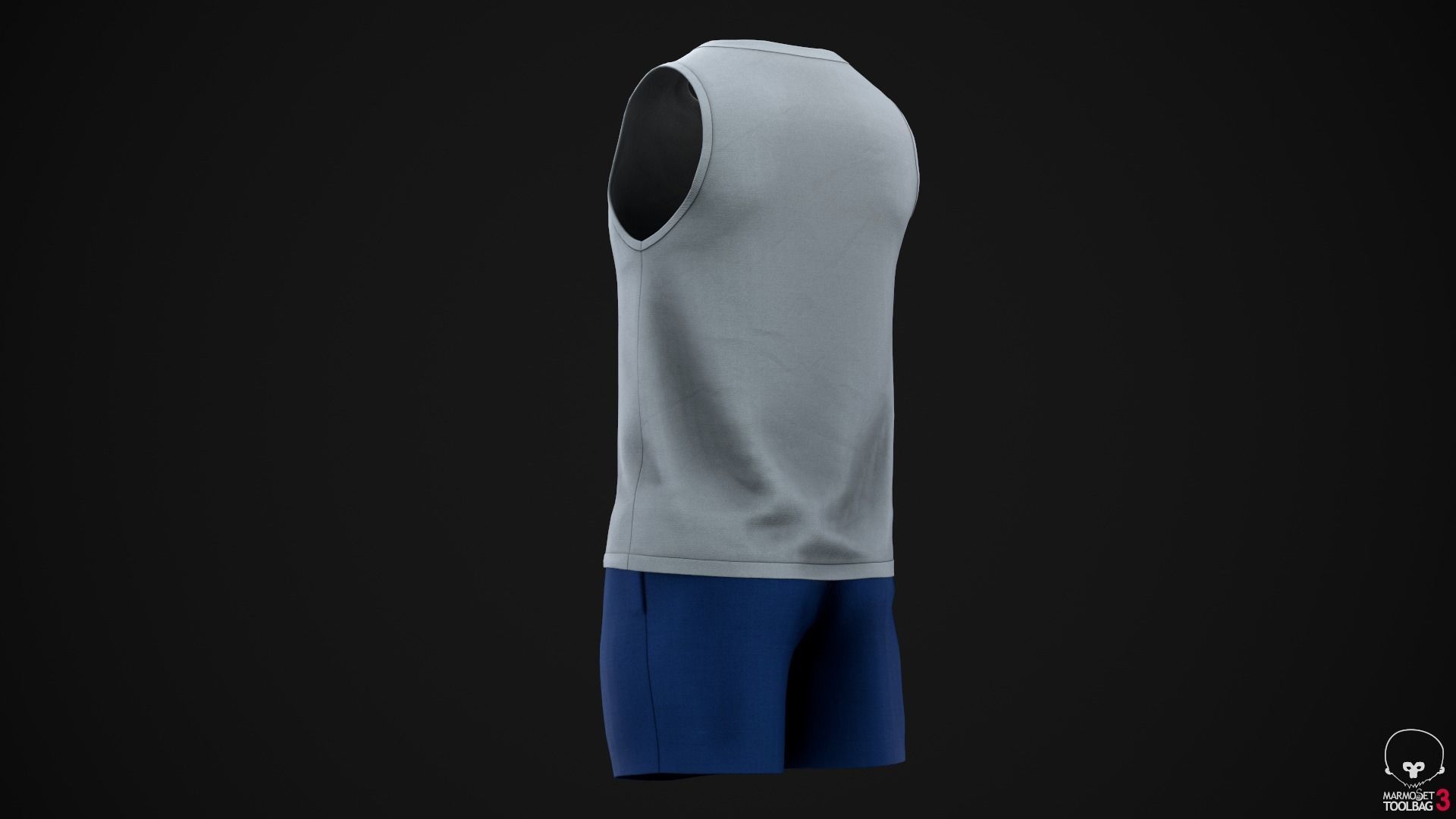 Shirt and shorts Low-poly 3D model_5
